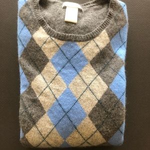Tweeds Argyle 2 ply 100% Cashmere Sweater.